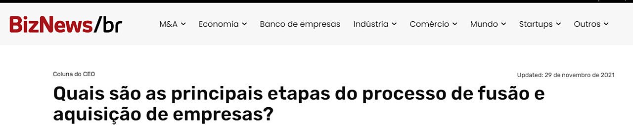 Quais so as principais etapas do processo de fuso e aquisio de empresas?